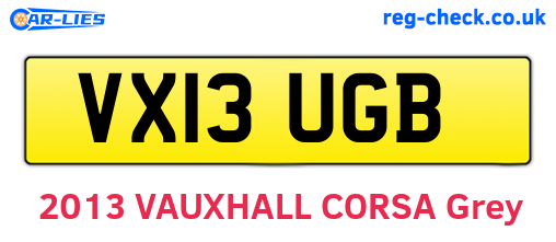 VX13UGB are the vehicle registration plates.