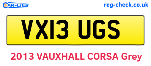 VX13UGS are the vehicle registration plates.