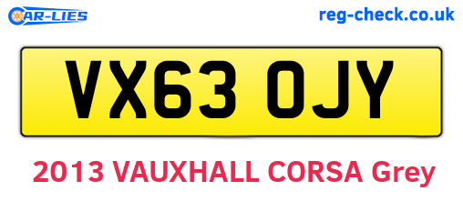 VX63OJY are the vehicle registration plates.