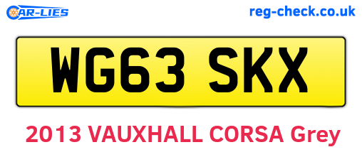 WG63SKX are the vehicle registration plates.