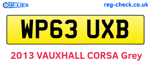 WP63UXB are the vehicle registration plates.