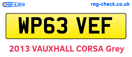 WP63VEF are the vehicle registration plates.