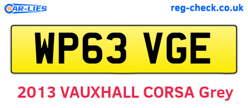 WP63VGE are the vehicle registration plates.