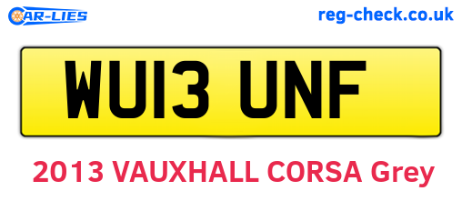 WU13UNF are the vehicle registration plates.