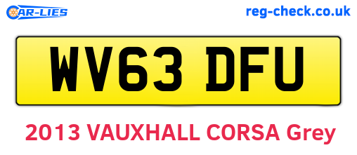 WV63DFU are the vehicle registration plates.