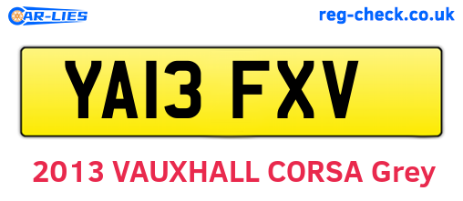 YA13FXV are the vehicle registration plates.