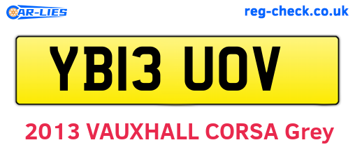 YB13UOV are the vehicle registration plates.