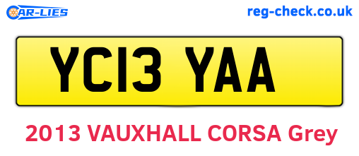 YC13YAA are the vehicle registration plates.