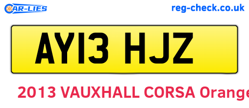 AY13HJZ are the vehicle registration plates.