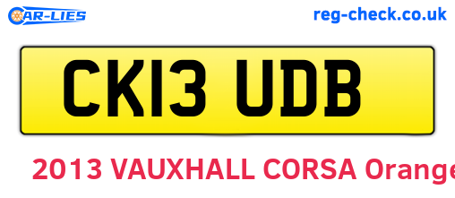 CK13UDB are the vehicle registration plates.