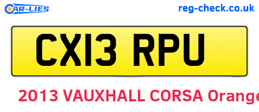 CX13RPU are the vehicle registration plates.