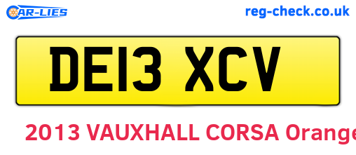 DE13XCV are the vehicle registration plates.