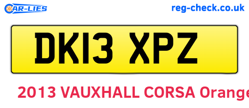 DK13XPZ are the vehicle registration plates.