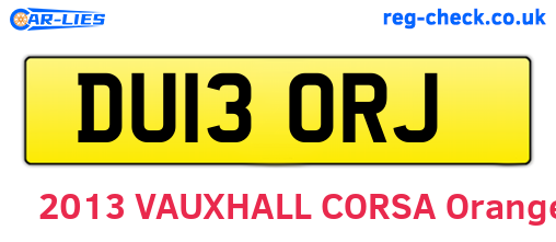 DU13ORJ are the vehicle registration plates.