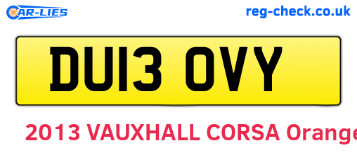 DU13OVY are the vehicle registration plates.