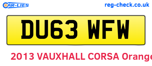 DU63WFW are the vehicle registration plates.
