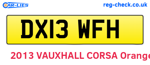 DX13WFH are the vehicle registration plates.