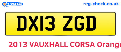 DX13ZGD are the vehicle registration plates.