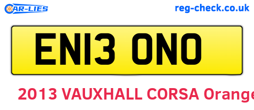EN13ONO are the vehicle registration plates.