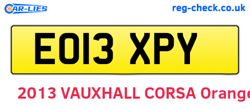 EO13XPY are the vehicle registration plates.