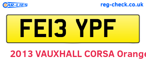 FE13YPF are the vehicle registration plates.