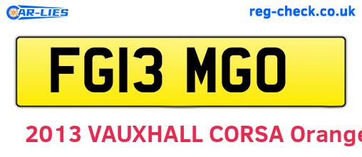 FG13MGO are the vehicle registration plates.