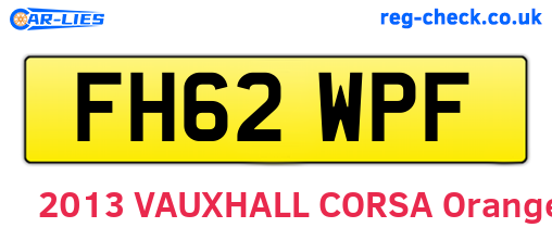 FH62WPF are the vehicle registration plates.