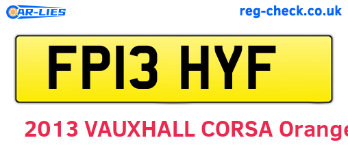 FP13HYF are the vehicle registration plates.