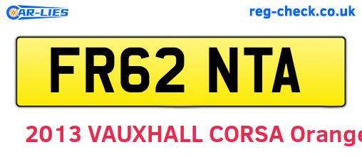 FR62NTA are the vehicle registration plates.