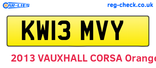 KW13MVY are the vehicle registration plates.