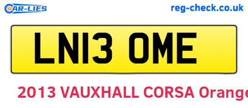 LN13OME are the vehicle registration plates.