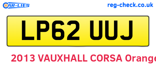 LP62UUJ are the vehicle registration plates.