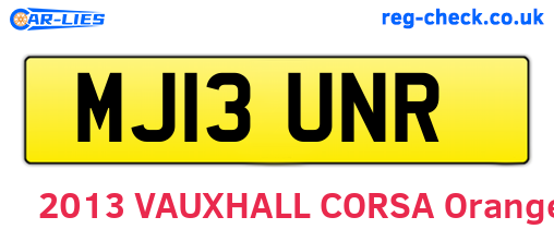 MJ13UNR are the vehicle registration plates.