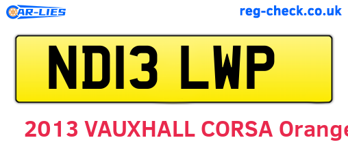 ND13LWP are the vehicle registration plates.
