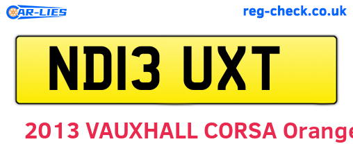 ND13UXT are the vehicle registration plates.