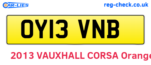 OY13VNB are the vehicle registration plates.