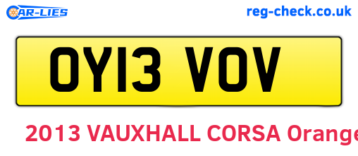 OY13VOV are the vehicle registration plates.