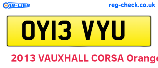 OY13VYU are the vehicle registration plates.