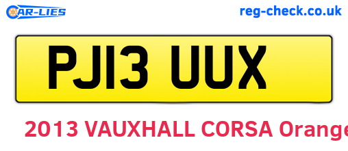 PJ13UUX are the vehicle registration plates.
