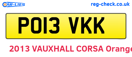 PO13VKK are the vehicle registration plates.
