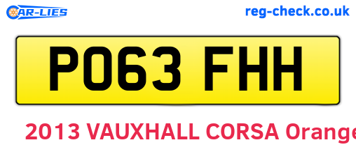 PO63FHH are the vehicle registration plates.