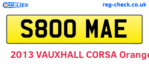 S800MAE are the vehicle registration plates.