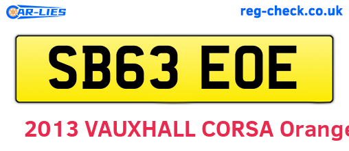 SB63EOE are the vehicle registration plates.