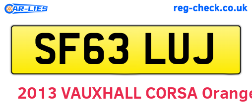 SF63LUJ are the vehicle registration plates.