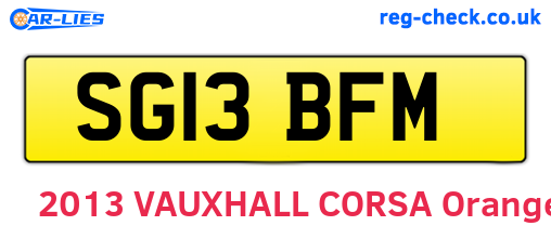SG13BFM are the vehicle registration plates.