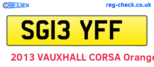 SG13YFF are the vehicle registration plates.