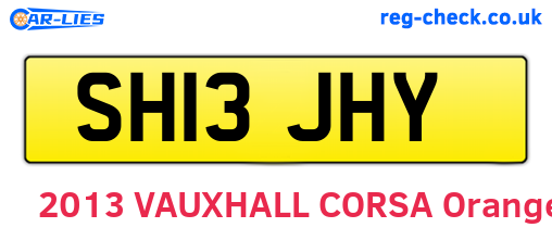 SH13JHY are the vehicle registration plates.