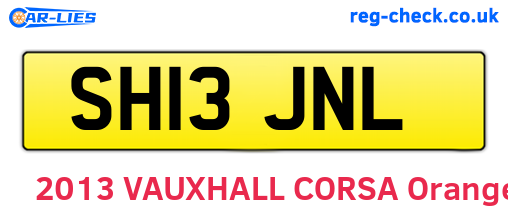 SH13JNL are the vehicle registration plates.