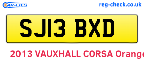 SJ13BXD are the vehicle registration plates.
