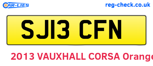 SJ13CFN are the vehicle registration plates.